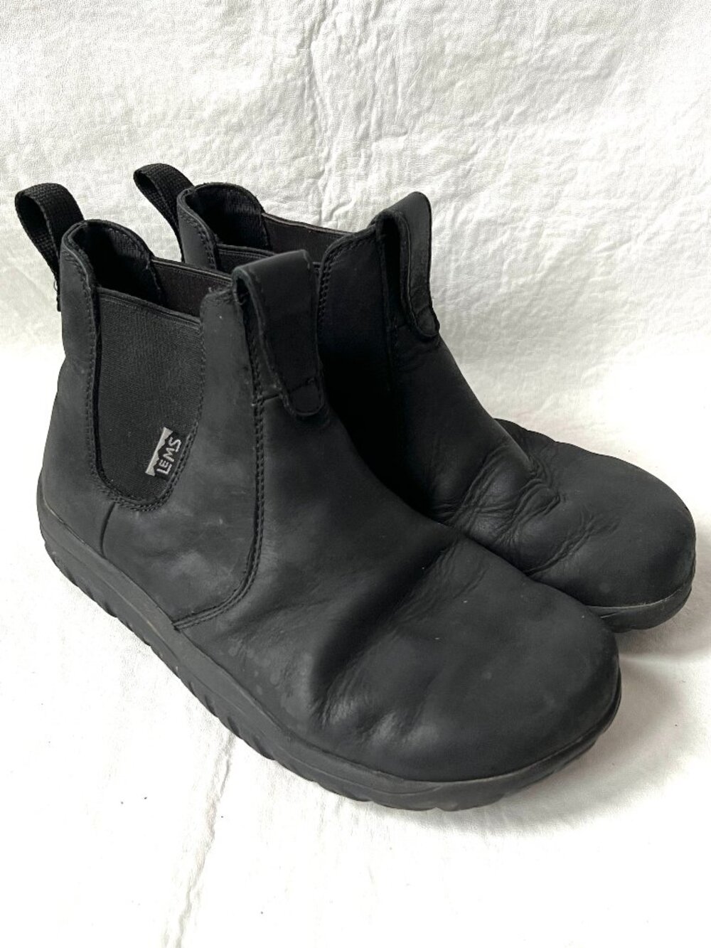 Lems shoes Chelsea Barefoot Boot Waterproof black leather womens 9.5 obsidian